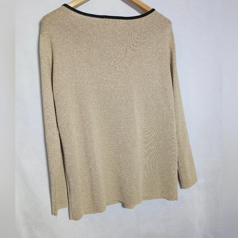 Peter Nygard Collection Sz L Gold Metallic Long Sleeve Sweater